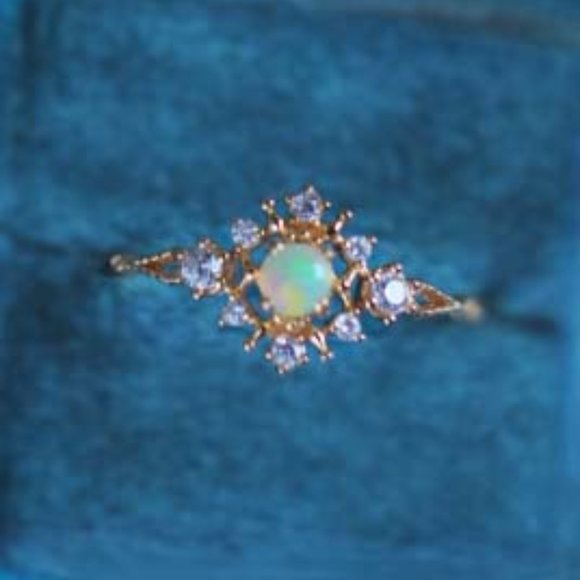 Gold Vermeil Genuine Opal Stone Dainty Ring for her Natural Opal Stone Ring 7 - Picture 6 of 10